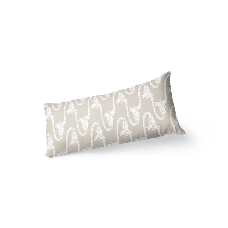 TRUMPET FLORAL TAN Body Pillow By Becky Bailey - Tan, Beige