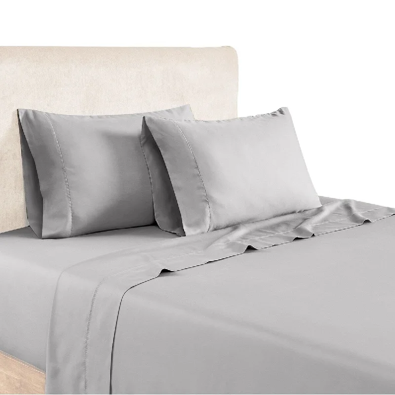 Tulsa 1200 Thread Count Tri Blend 6 Piece King Sheet Set, Silver By The Urban Port