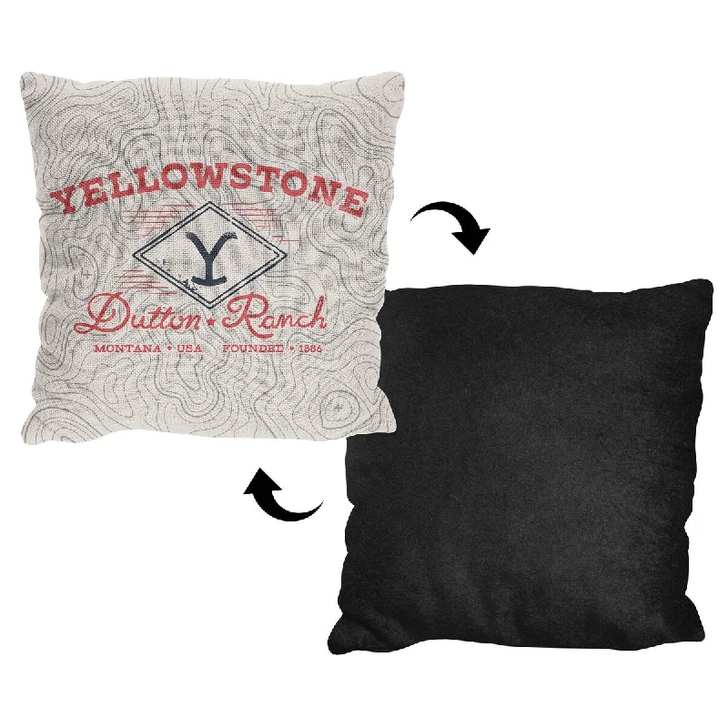 Yellowstone Topo Map 20" Jacquard Pillow - White