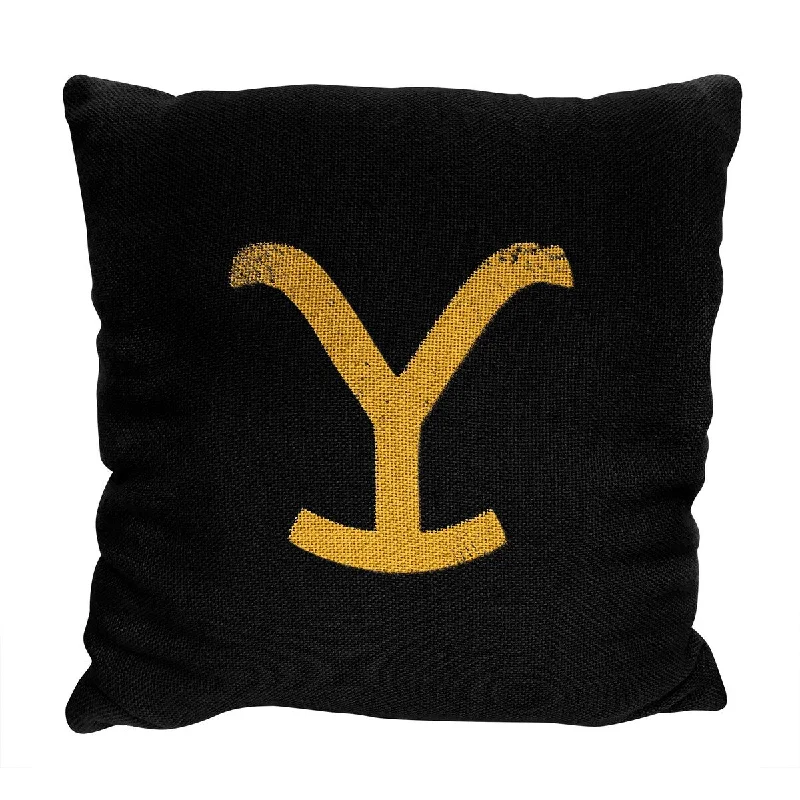 Yellowstone - Y Logo, Double Sided Jacquard Pillow - Black