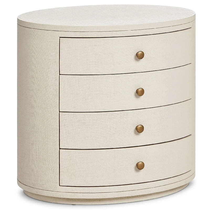 Amelia Oval Nightstand, Ivory