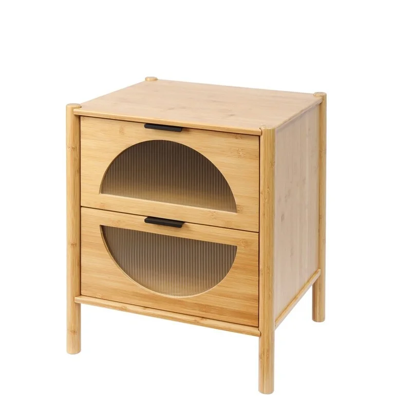 Bamboo Nightstand with 2 Drawers