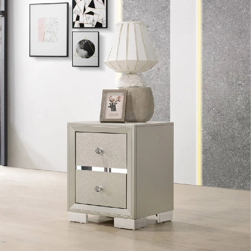 Best Quality Furniture Silver Champagne Nightstand w/ Chrome Legs Only