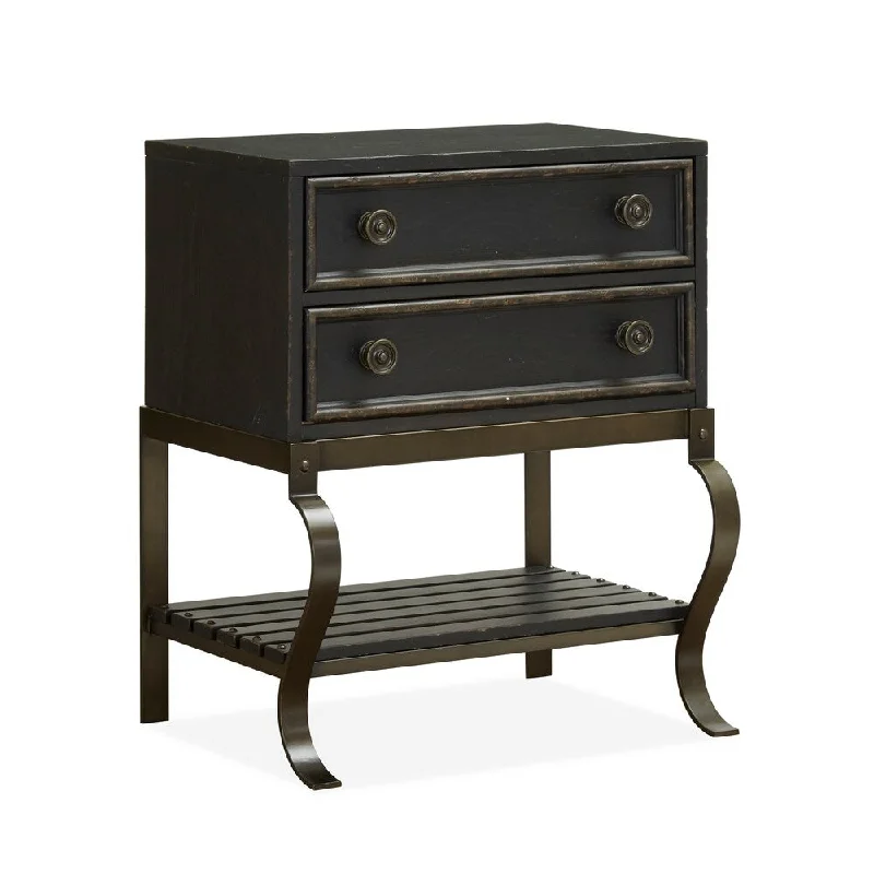 Bishop Hills Traditional Rustic Kettle Black Open Nightstand