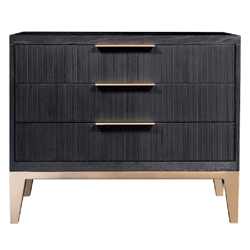 Caleb 3 Drawer Nightstand, Onyx Oak