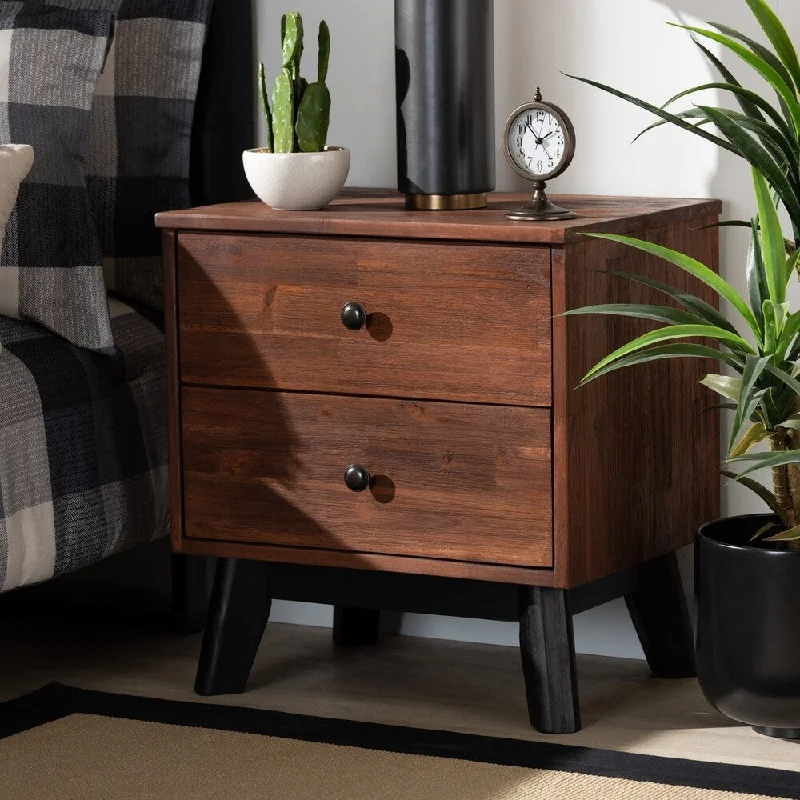 Calla Modern and Contemporary Oak Finished 2-Drawer Wood Nightstand