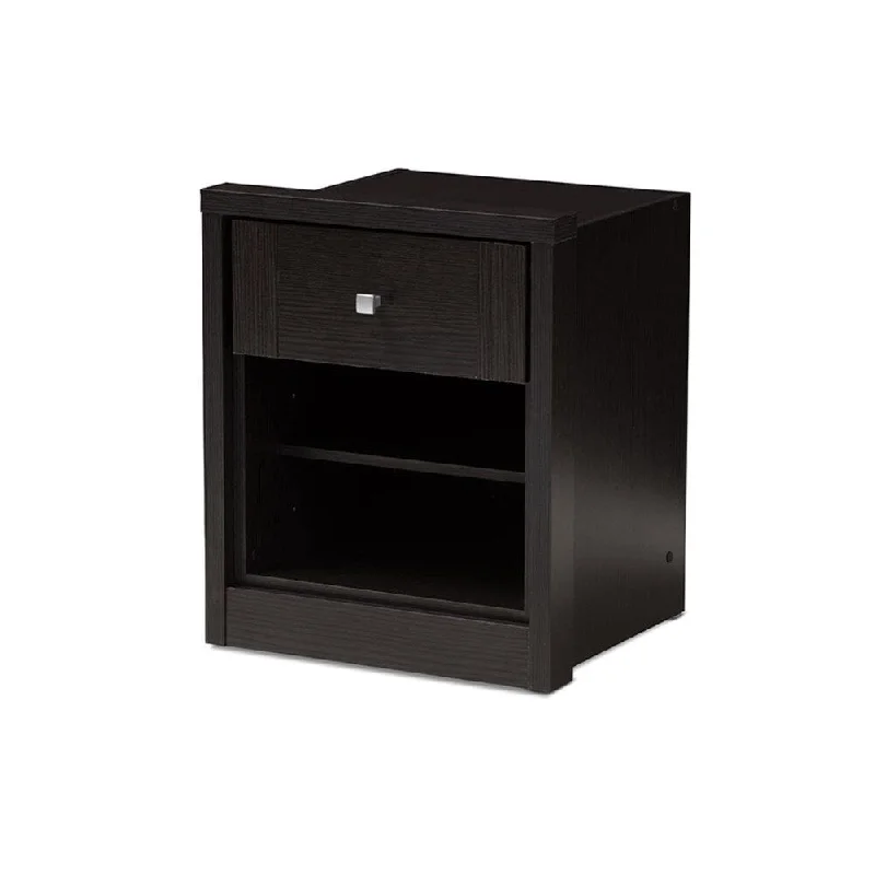 Danette Modern and Contemporary Wenge Brown Finished 1-Drawer Nightstand