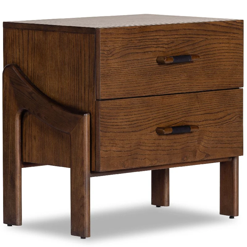 Halston Nightstand, Brown Ash