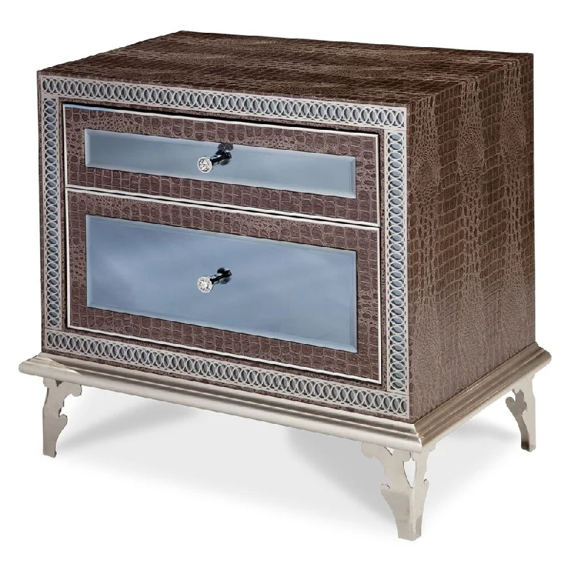 Hollywood Swank Amazing Gator Upholstered Nightstand