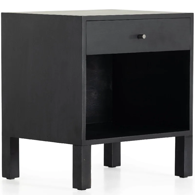 Isador Nightstand, Black Wash Poplar