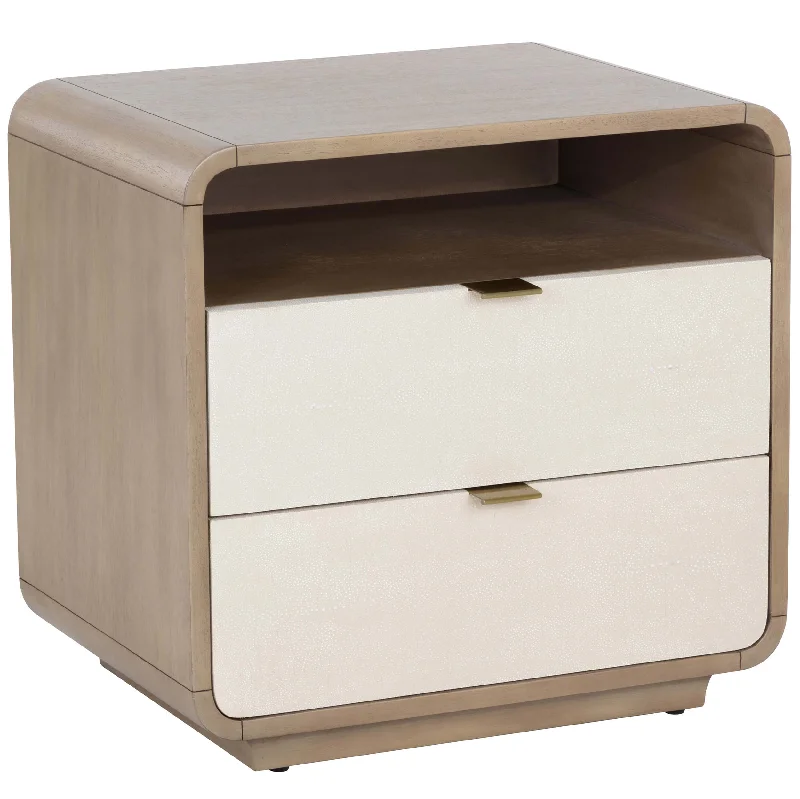 Kayden Nightstand, Cream Shagreen