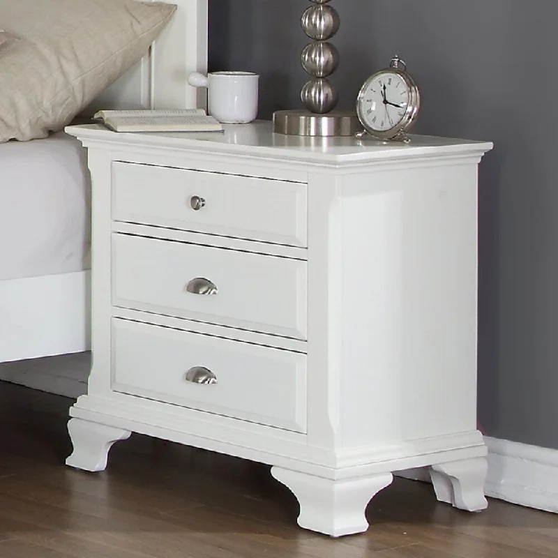 Laveno 012 White Wood 3-Drawer Nightstand