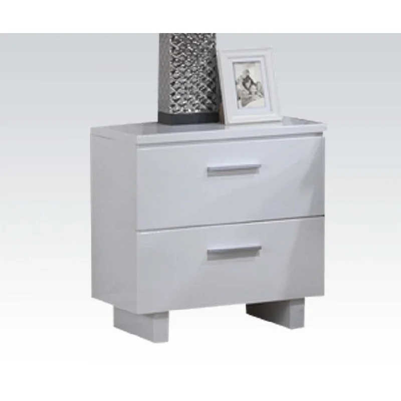 Lorimar Nightstand in White with Chrome Leg