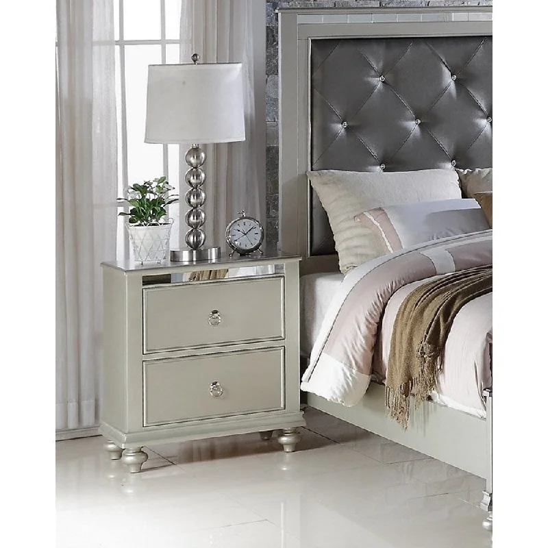 LYKE Home Nevaeh Silver Nightstand