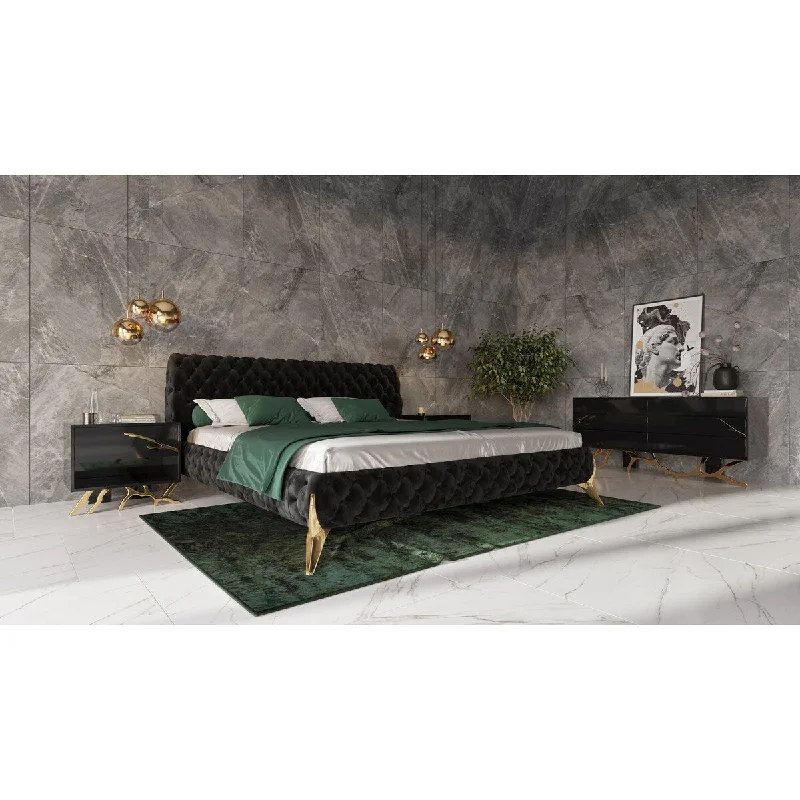 Modrest Legend Modern Black & Gold Nightstand