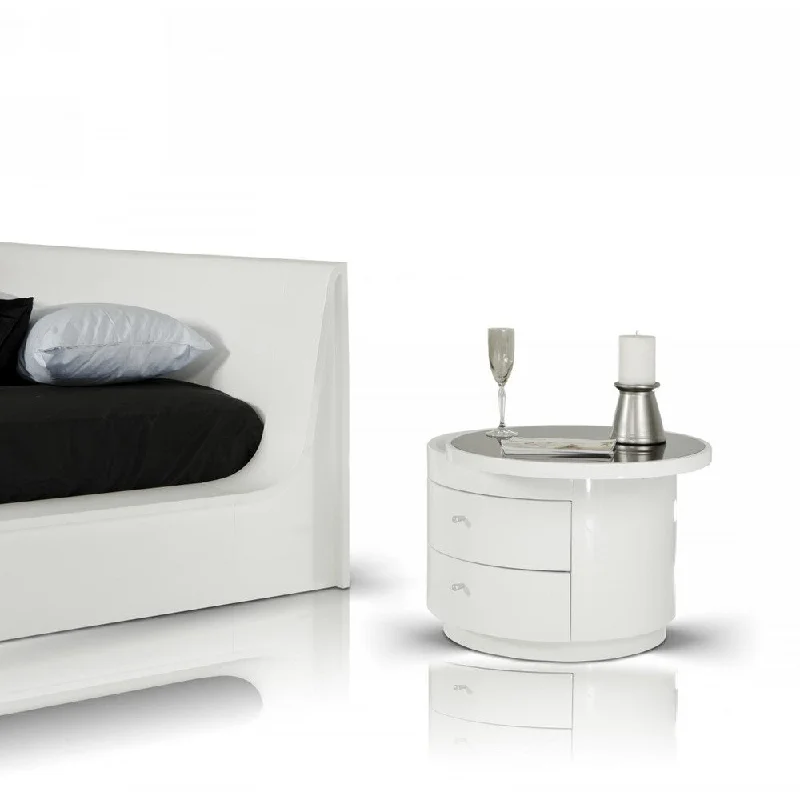 Modrest Symphony White Round Nightstand