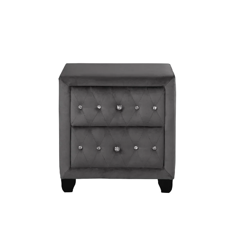 Nightstand Gray, 2 Drawers