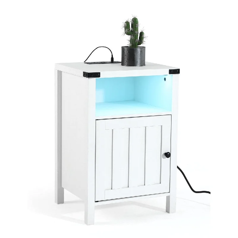 Nightstand with Charging Station and Open Shelf