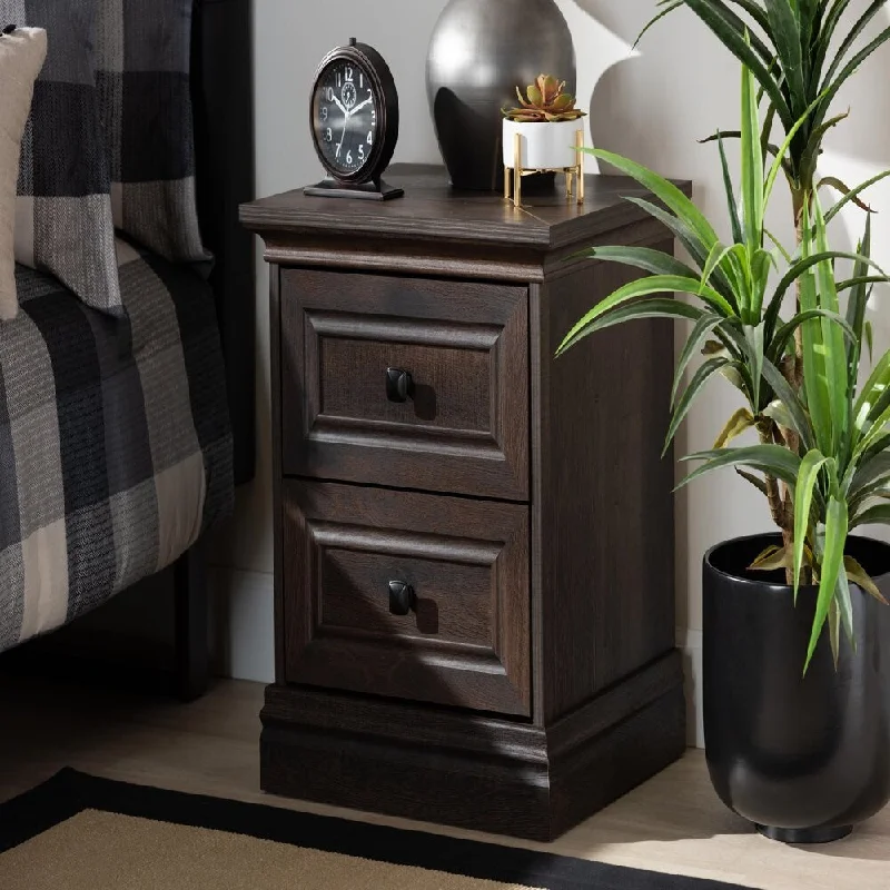 Nolan Traditional Transitional Hazel Walnut Brown Finished 2-Drawer Wood Nightstand