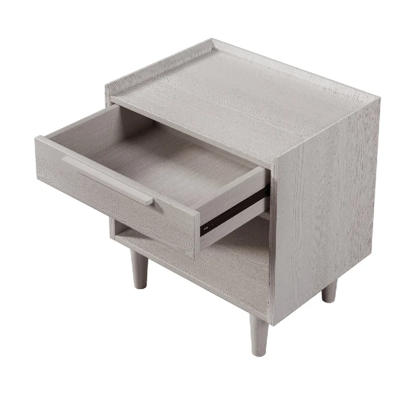 One-Drawer Nightstand Side Table with Solid Wood Legs