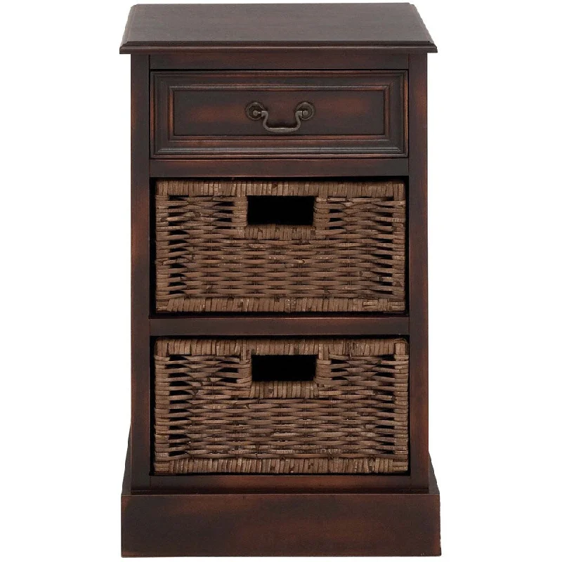 Portman Distressed Brown 3-drawer Storage Nightstand with Baskets