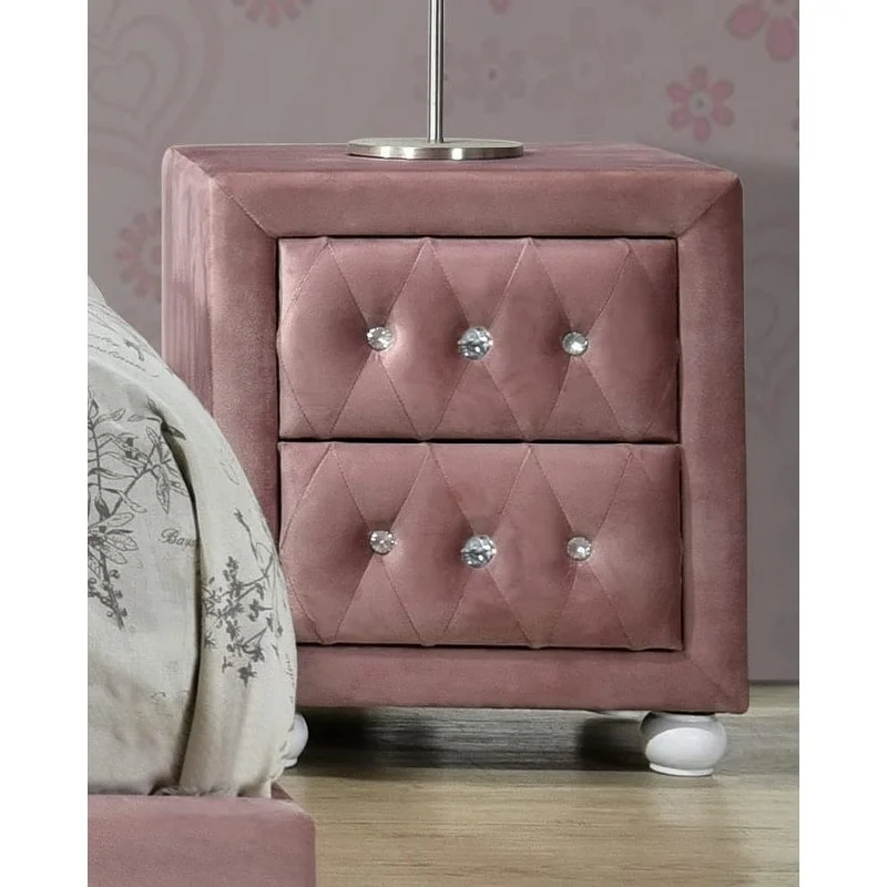 Reggie Nightstand, Pink Fabric