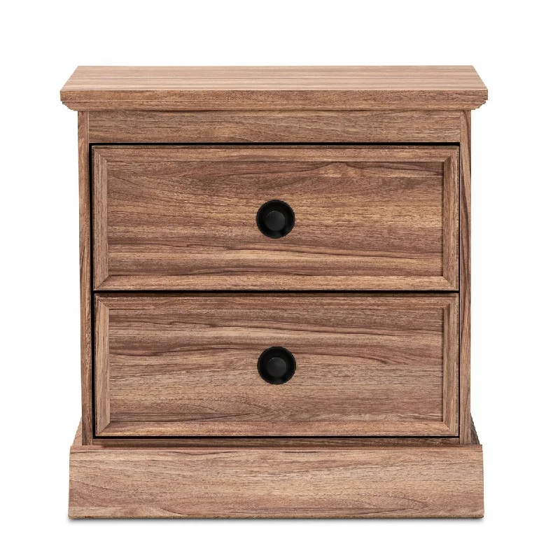 Ryker Modern and Contemporary Oak Finished 2-Drawer Wood Nightstand