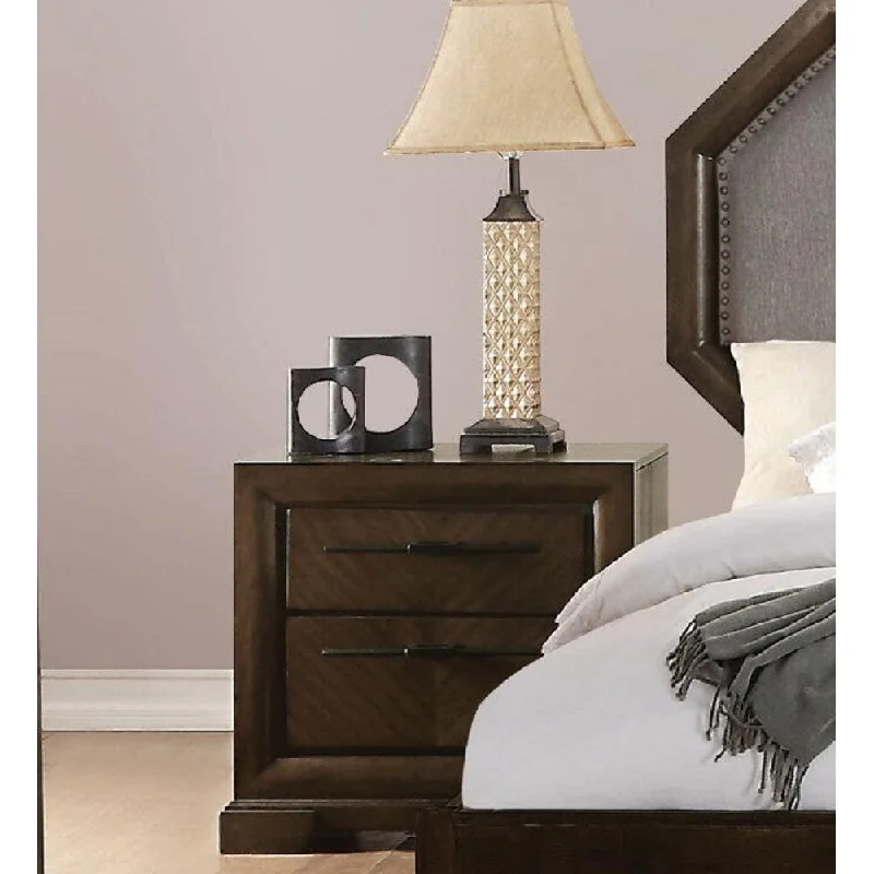 Selma Nightstand with 2 Drawers, Dovetail French Front & English Back, Tobacco