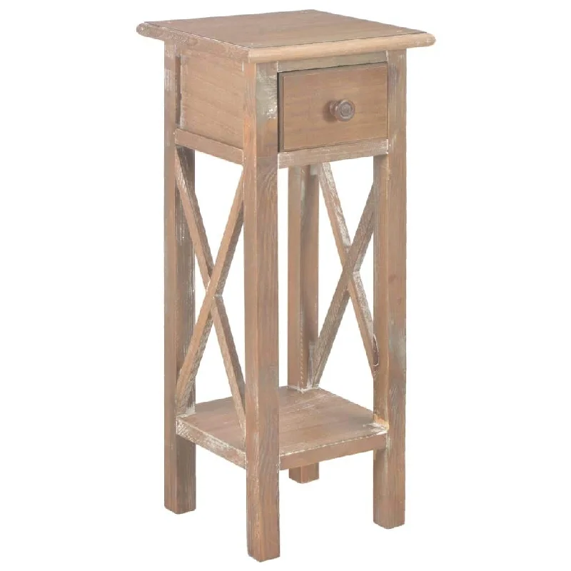 Small Side Table for Small Spaces, Farmhouse Wood Nightstands, Narrow Nightstand with Drawer and Open Shelf