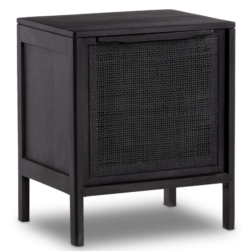 Sydney Left Nightstand, Black Wash w/Black Cane