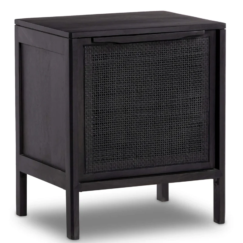 Sydney Right Nightstand, Black Wash w/Black Cane