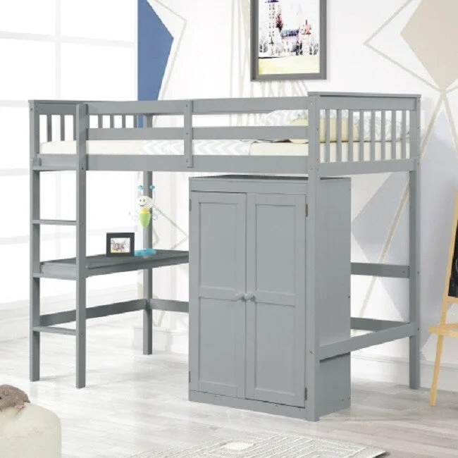 Twin LOFT BED WITH DESK AND WARDROBE