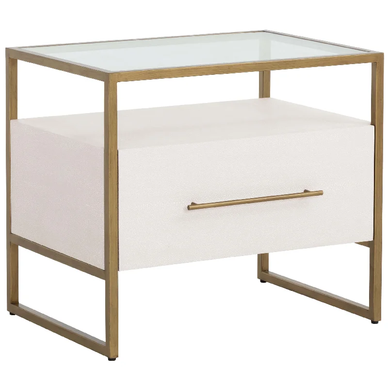 Venice Nightstand, Oyster Shagreen