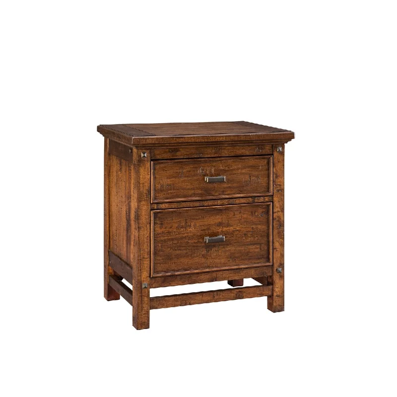 Wolf Creek Rustic Vintage Acacia 2-Drawer Nightstand