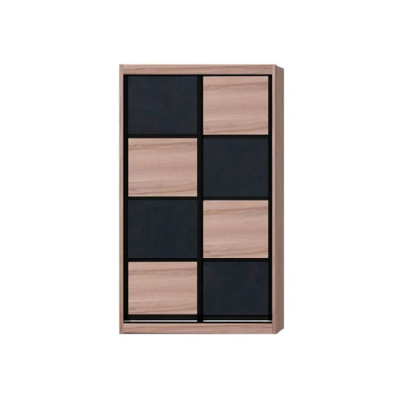 Angelina Modular Wardrobe (Light Oak with Black Glass)