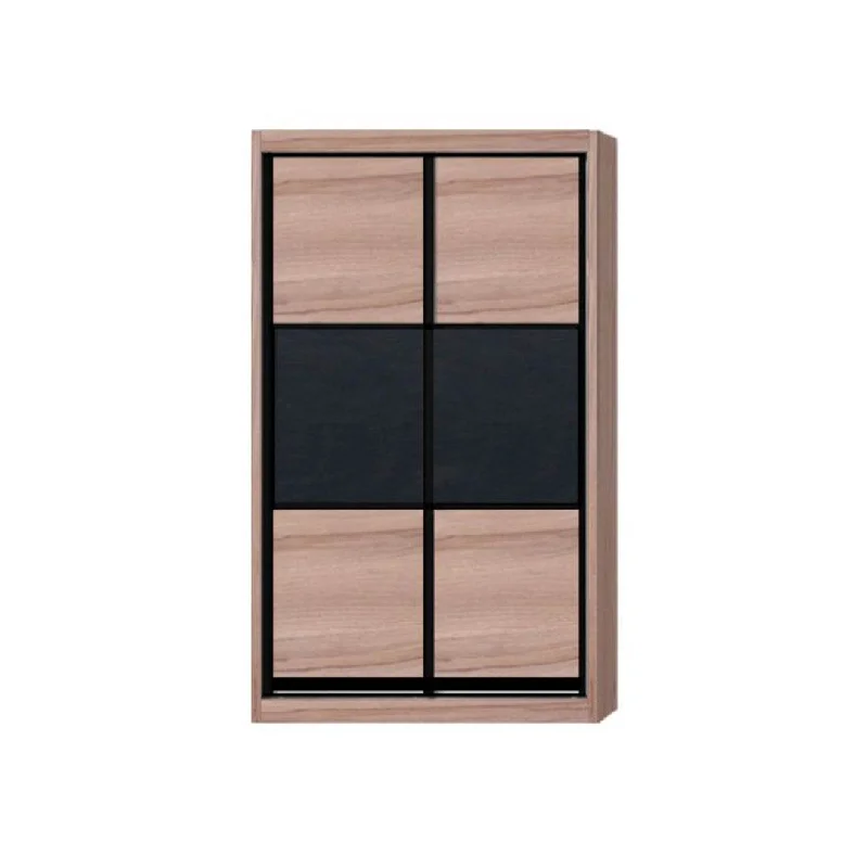 Audrey Modular Wardrobe (Light Oak with Black Glass)