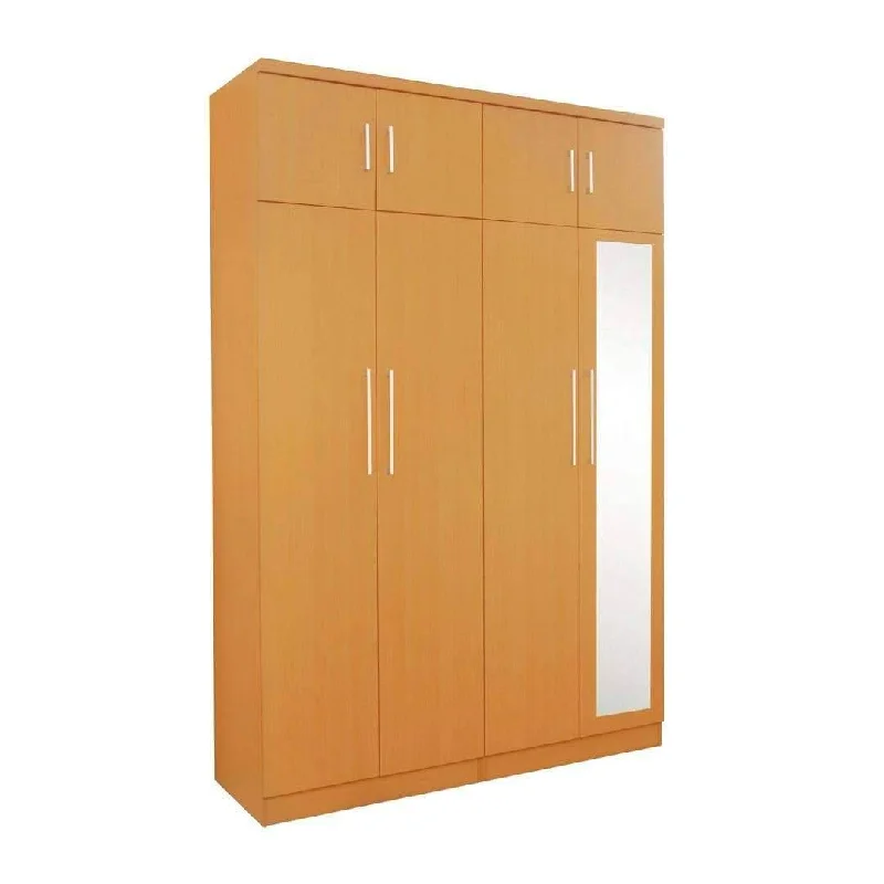 Borese Mirror 4 Open Door Wardrobe with Top