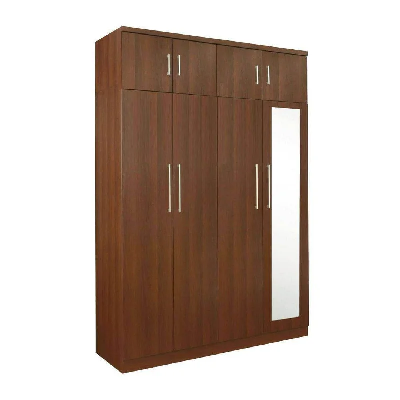 Deverel Mirror 4 Open Door Wardrobe with Top