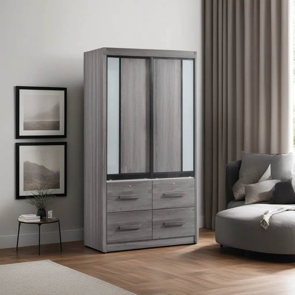 Gareth 4ft Ash Grey Wardrobe