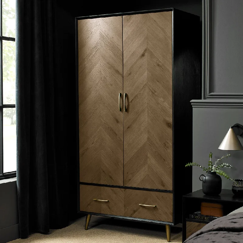 Sienna Fumed Oak & Peppercorn Double Wardrobe