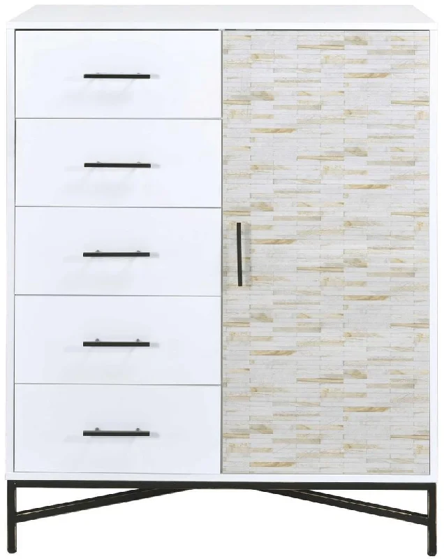 Weathered Wood Pattern Wardrobe - White