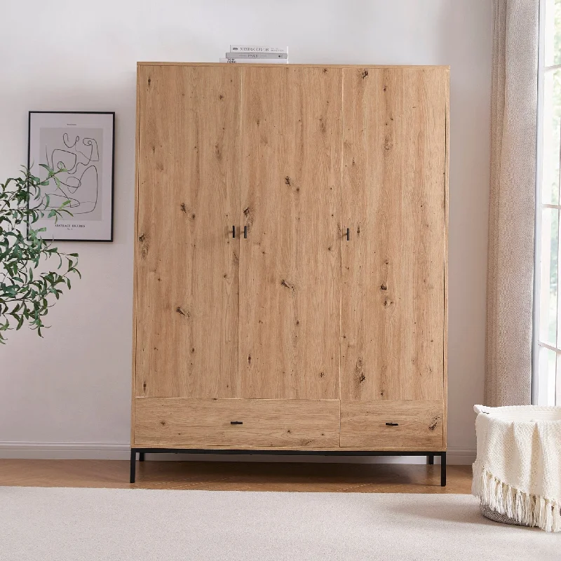 Willow 3 Door Wardrobe with Drawers - Oak Effect